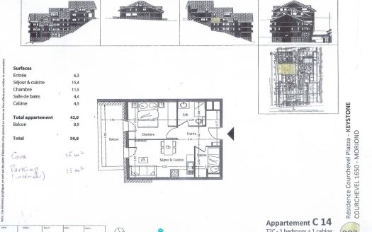 Luxury bright-hotel trade- 2 rooms apartment- 40,10 sqsqm carrez with terrace -73120 Couchevel 1650.