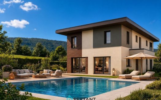 – Saint-Genis-Pouilly ( 01630 ) – secteur Pregnin – Villa contemporaine 155 sqm à proximité immédiate de Genève 799.000 €